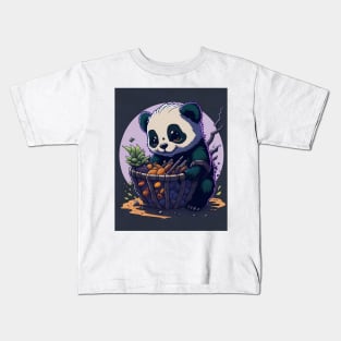 Baby Panda with Fruit Basket Kids T-Shirt
